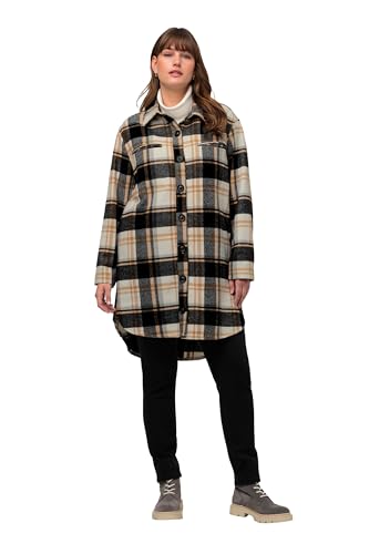 Ulla Popken Damen große Größen Übergrößen Plus Size Overshirt, Flanell, Hemdkragen, Oversized, Langarm Natur 54+ 819433375-54+ von Ulla Popken