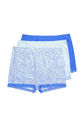 Ulla Popken Damen große Größen Übergrößen Plus Size Pantys, 3er-Pack, Spitzensaum, Blumen-Muster/einfarbig bleu 42+ 838621700-42+ von Ulla Popken