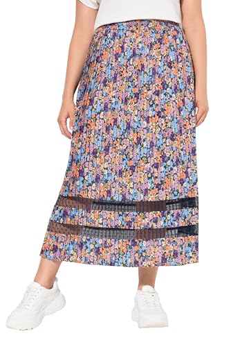 Ulla Popken Damen große Größen Übergrößen Plus Size Plissee-Midirock, Spitzenbänder, A-Linie, Elastikbund kräftiges orange 46+ 835058658-46+ von Ulla Popken