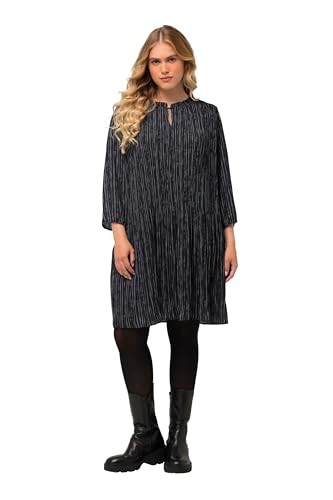 Ulla Popken Damen große Größen Übergrößen Plus Size Plissee-Minikleid, Rüschen-Stehkragen, 3/4-Arm schwarz 50+ 826829100-50+ von Ulla Popken