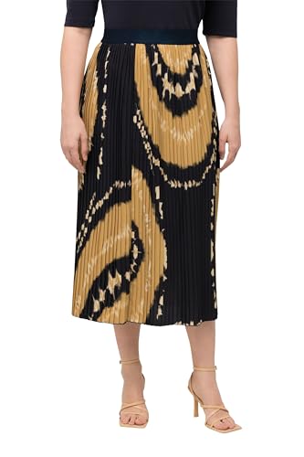 Ulla Popken Damen große Größen Übergrößen Plus Size Plissee-Rock, Batikdruck, Elastikbund, A-Linie Marine 50+ 830387770-50+ von Ulla Popken