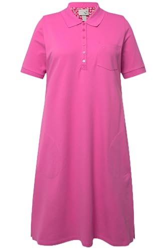Ulla Popken Damen große Größen Übergrößen Plus Size Polokleid, Piquee, halbe Knopfleiste, Halbarm fuchsiapink 50+ 802695800-50+ von Ulla Popken
