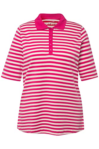 Ulla Popken Damen große Größen Übergrößen Plus Size Poloshirt, Classic, Polokragen, Halbarm, Pima Cotton Fuchsia pink 50+ 820842815-50+ von Ulla Popken