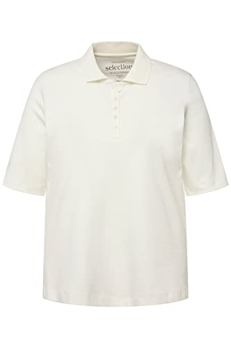 Ulla Popken Damen große Größen Übergrößen Plus Size Poloshirt, Classic, Polokragen, Halbarm, Pima Cotton Offwhite 46+ 820757201-46+ von Ulla Popken