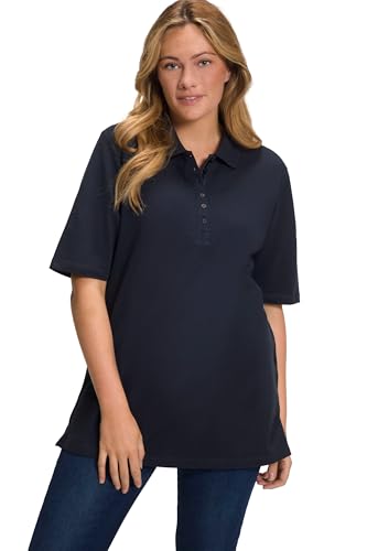 Ulla Popken Damen Basic Poloshirt T-Shirts, Blauschwarz, 50-52 EU von Ulla Popken