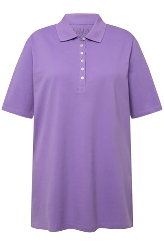 Ulla Popken Damen große Größen Übergrößen Plus Size Poloshirt, Piqué, Polokragen, Samt-Knopfleiste, Halbarm blaues Flieder 42+ 637297811-42+ von Ulla Popken