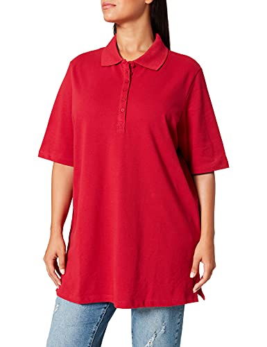 Ulla Popken Damen Basic Poloshirt Langarmshirt, Mohn, 50-52 EU von Ulla Popken