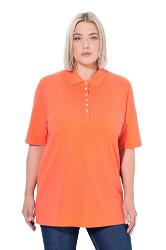 Ulla Popken Damen große Größen Übergrößen Plus Size Poloshirt, Piqué, Polokragen, Samt-Knopfleiste, Halbarm rosenkoralle 62+ 637297510-62+ von Ulla Popken