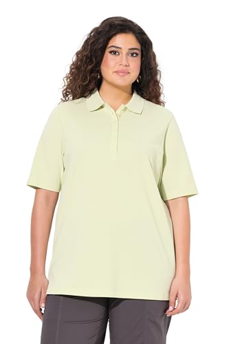 Ulla Popken Damen große Größen Übergrößen Plus Size Poloshirt, Piqué, Polokragen, Samt-Knopfleiste, Halbarm von Ulla Popken