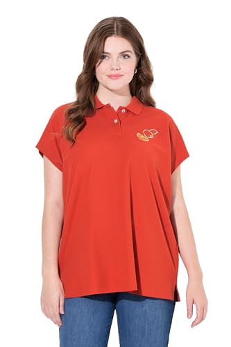 Ulla Popken Damen große Größen Übergrößen Plus Size Poloshirt, Stickerei, Polokragen, Halbarm, Biobaumwolle gebrannter ton 42+ 834911537-42+ von Ulla Popken