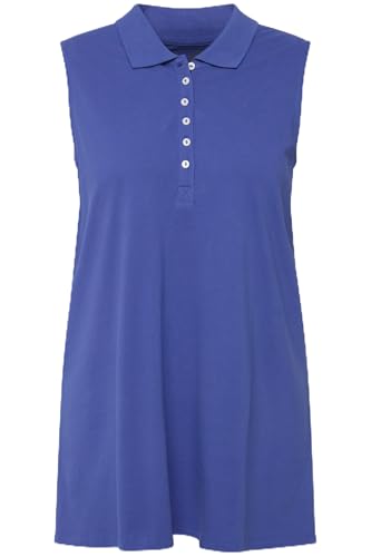 Ulla Popken Damen große Größen Übergrößen Plus Size Polotop, Regular, Polokragen, ärmellos blau lila 46+ 807315720-46+ von Ulla Popken