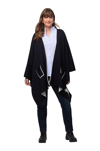 Ulla Popken Damen große Größen Übergrößen Plus Size Poncho, Doubleface, Oversized, offene Form marine 1Size 819234130-1 von Ulla Popken