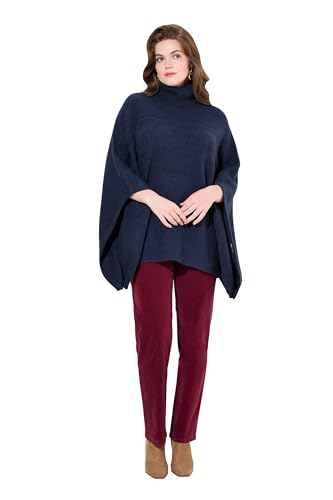 Ulla Popken Damen große Größen Übergrößen Plus Size Poncho, Rollkragen, Oversized, Halbarm Marine 42-48 820882130-1+ von Ulla Popken