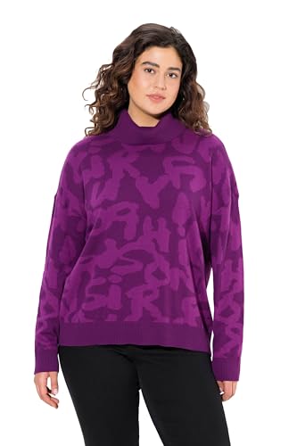 Ulla Popken Damen große Größen Übergrößen Plus Size Pullover, Buchstaben, Gerippter Rollkragen, Langarm violett 50+ 821189836-50+ von Ulla Popken