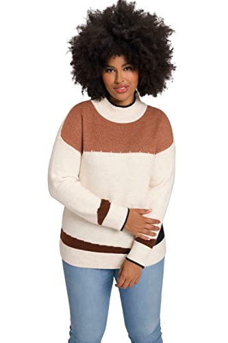 Ulla Popken Damen große Größen Übergrößen Plus Size Pullover, Colorblocking, Rollkragen, Langarm vanille 54+ 810969150-54+ von Ulla Popken