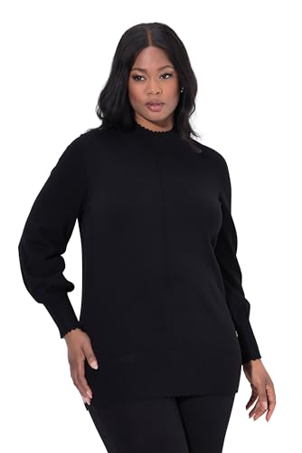 Ulla Popken Damen große Größen Übergrößen Plus Size Pullover, Muschelsaum, Stehkragen, Langarm von Ulla Popken
