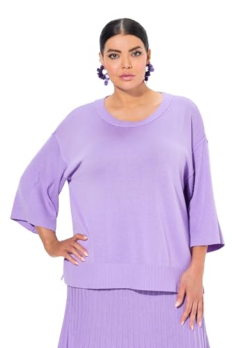 Ulla Popken Damen große Größen Übergrößen Plus Size Pullover, Oversized, Rundhals, 3/4-Rippstrickärmel, Wollanteil Lavendel 50+ 835217814-50+ von Ulla Popken
