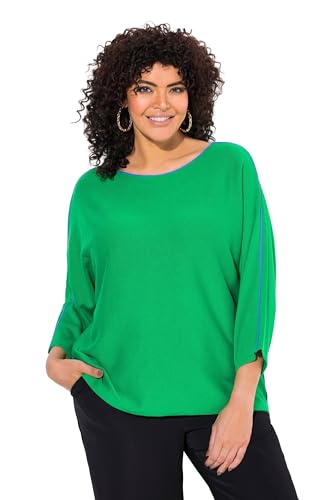 Ulla Popken Damen große Größen Übergrößen Plus Size Pullover, Piping, U-Boot-Ausschnitt, 3/4-Arm naturgrün 54+ 836589450-54+ von Ulla Popken