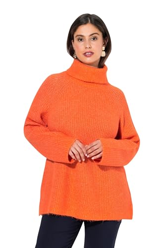 Ulla Popken Damen Pullover, Rippstrick, Rollkragen, Langarm, Recycelt, Tomate, 50-52 EU von Ulla Popken
