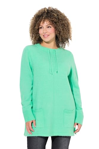 Ulla Popken Damen große Größen Übergrößen Plus Size Pullover, Stehkragen, Kordel, Taschen, Langarm blaugrün 42+ 835711428-42+ von Ulla Popken
