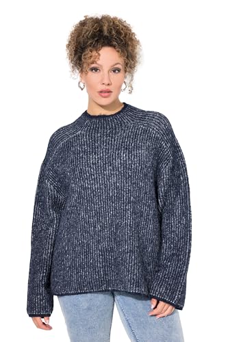 Ulla Popken Damen große Größen Übergrößen Plus Size Pullover, Streifen, Stehkragen, Langarm Tintenblau 50+ 837205740-50+ von Ulla Popken