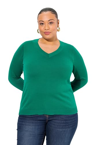 Ulla Popken Damen große Größen Übergrößen Plus Size Pullover, V-Ausschnitt, Langarm, weicher Feinstrick von Ulla Popken