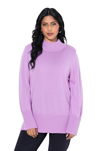 Ulla Popken Damen große Größen Übergrößen Plus Size Pullover, Woll-Seidenmischung, Stehkragen, Zierperlen Altrosa 50+ 835726804-50+ von Ulla Popken