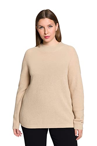 Ulla Popken Damen große Größen Übergrößen Plus Size Pullover, Wollmischung, Rippstrick, Stehkragen, Langarm Dunkles kitt 58+ 812996274-58+ von Ulla Popken