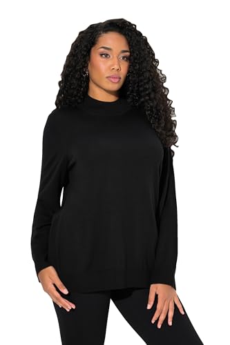 Ulla Popken Damen große Größen Übergrößen Plus Size Pullover, edle Schurwoll-Seidenmischung, Stehkragen, Langarm schwarz 42+ 834690100-42+ von Ulla Popken