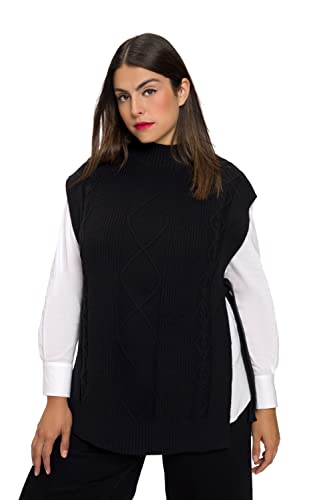 Ulla Popken Damen große Größen Übergrößen Plus Size Pullunder, Zopfmuster, Bindeband, Stehkragen, ärmellos Offwhite 50+ 810649200-50+ von Ulla Popken