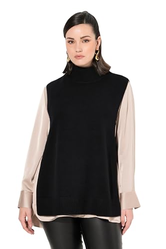 Ulla Popken Damen große Größen Übergrößen Plus Size Pullunder, offene Seitennähte, Stehkragen, ärmellos schwarz 54+ 830987100-54+ von Ulla Popken