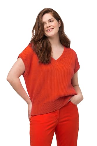 Ulla Popken Damen große Größen Übergrößen Plus Size Pullunder, tiefer V-Ausschnitt, ärmellos, Biobaumwolle dunkelorange 46+ 802854660-46+ von Ulla Popken