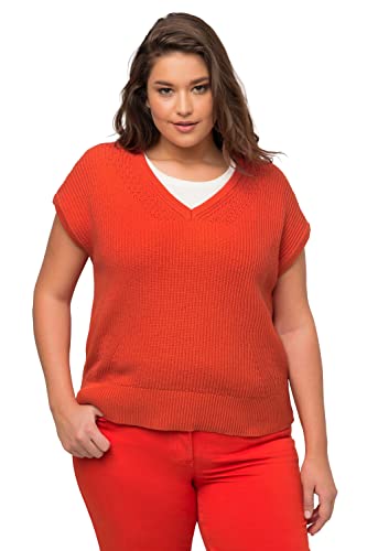 Ulla Popken Damen große Größen Übergrößen Plus Size Pullunder, tiefer V-Ausschnitt, ärmellos, Biobaumwolle dunkelorange 50+ 802854660-50+ von Ulla Popken