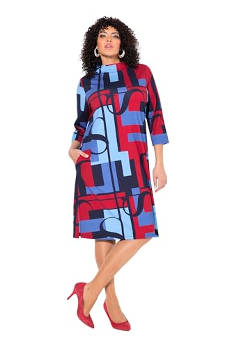 Ulla Popken Damen große Größen Übergrößen Plus Size Punto-Jerseykleid, A-Linie, Stehkragen, 3/4-Arm rubinrot 54+ 835656544-54+ von Ulla Popken