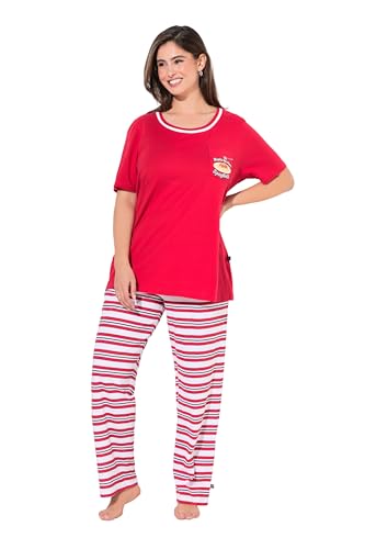 Ulla Popken Damen große Größen Übergrößen Plus Size Pyjama, Ringelhose, Rundhals, Halbarm, Taschen Salsa 46+ 834797530-46+ von Ulla Popken