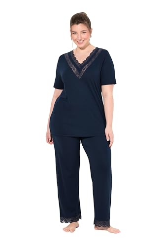 Ulla Popken Damen große Größen Übergrößen Plus Size Pyjama, Spitze, V-Ausschnitt, Halbarm, Taschen von Ulla Popken
