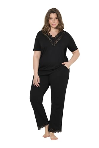Ulla Popken Damen große Größen Übergrößen Plus Size Pyjama, Spitze, V-Ausschnitt, Halbarm, Taschen von Ulla Popken