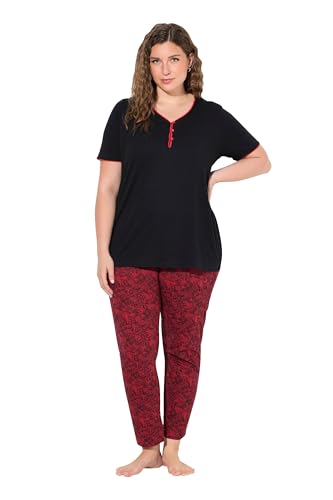 Ulla Popken Damen große Größen Übergrößen Plus Size Pyjama, Zierkante, Spitzendruck, Halbarm von Ulla Popken