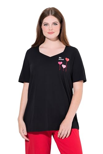 Ulla Popken Damen große Größen Übergrößen Plus Size Pyjamashirt, Herzen, Halbarm von Ulla Popken