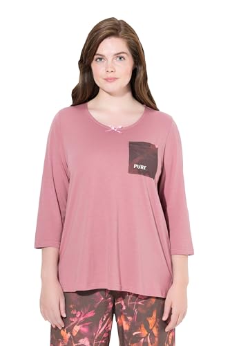 Ulla Popken Damen große Größen Übergrößen Plus Size Pyjamashirt, U-Boot-Ausschnitt, 3/4-Arm, Biobaumwolle von Ulla Popken