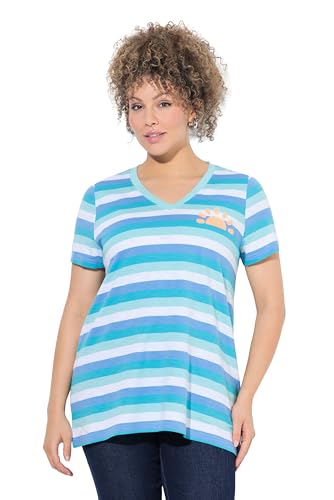 Ulla Popken Damen große Größen Übergrößen Plus Size Ringelshirt, Sonne, A-Linie, V-Ausschnitt, Halbarm tiefes Aqua 62+ 838562740-62+ Ulla Popken Damen große Größen Übergrößen Plus Size Ringelshirt, Sonne, A-Linie, V-Ausschnitt, Halbarm tiefes Aqua 62+ 838562740-62+ von Ulla Popken