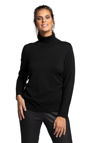 Ulla Popken Damen Rollkragenpullover, Breite Rippbündchen, Langarm Pullover, Schwarz, 54-56 EU von Ulla Popken