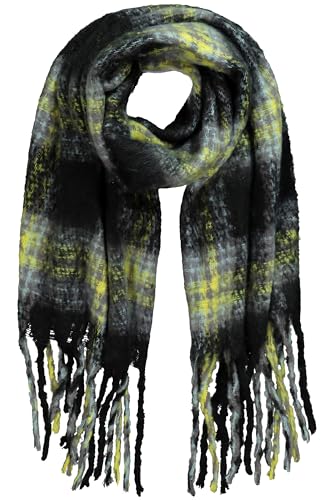 Ulla Popken Damen große Größen Übergrößen Plus Size Schal, Karomuster, lange Fransen grüngelb 1Size 821862413-1 von Ulla Popken