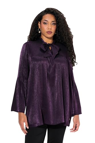Ulla Popken Damen große Größen Übergrößen Plus Size Schluppenbluse, A-Linie, V-Ausschnitt, Langarm Brombeere 54+ 833094842-54+ von Ulla Popken