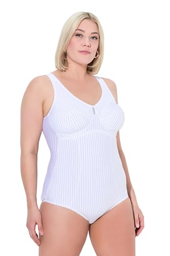 Ulla Popken Damen große Größen Übergrößen Plus Size Shaping-Body, Nadelstreifen, ohne BH tragbar schneeweiß 100G 705648200-100G von Ulla Popken