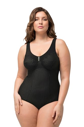 Ulla Popken Damen große Größen Übergrößen Plus Size Shaping-Body, Nadelstreifen, ohne BH tragbar schwarz 115E 705648100-115E von Ulla Popken