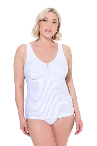 Ulla Popken Damen große Größen Übergrößen Plus Size Shaping-Hemd, Nadelstreifen, ohne BH tragbar schneeweiß 105D 705637200-105D von Ulla Popken