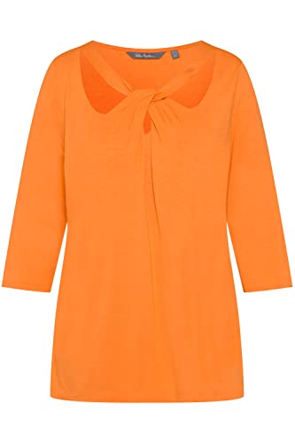 Ulla Popken Damen große Größen Übergrößen Plus Size Shirt, Cut-Outs, Classic, Rundhals, 3/4-Arm Hellorange 54+ 814851653-54+ von Ulla Popken