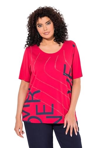 Ulla Popken Damen große Größen Übergrößen Plus Size Shirt, Glitzer-Schriftzüge, Oversized, Rundhals, Halbarm Lychee 62+ 837928530-62+ von Ulla Popken