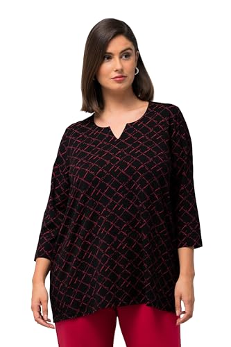 Ulla Popken Damen große Größen Übergrößen Plus Size Shirt, Karo, A-Linie, Tunika-Ausschnitt, 3/4-Arm rot 46+ 815292530-46+ von Ulla Popken